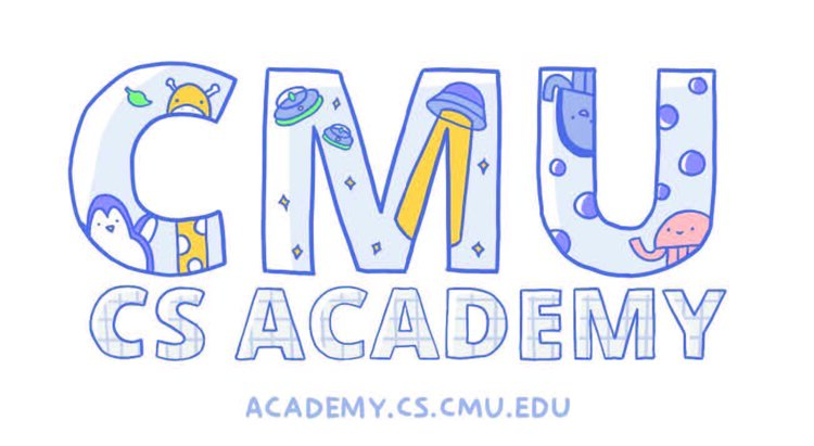 Logo for CMU CS Academy, which appears like hand-drawn block letters and contains the initiative&apos;s URL.
