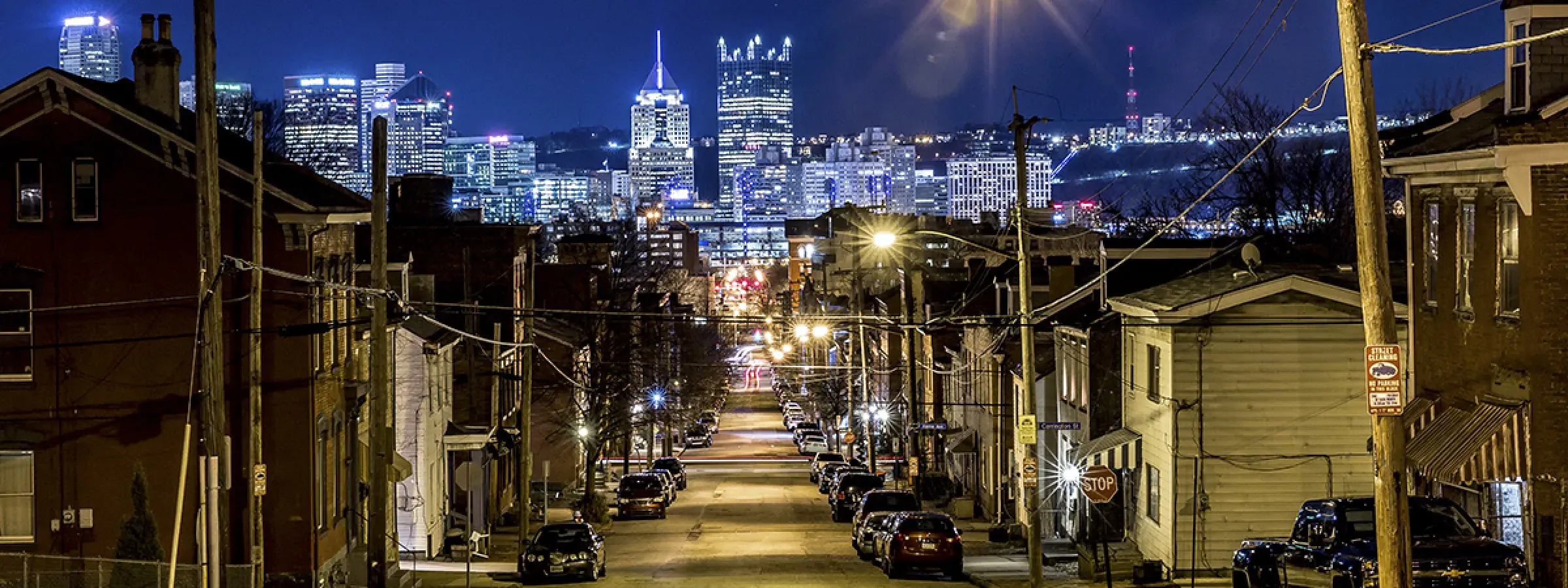 Pittsburgh city view - lighted at night